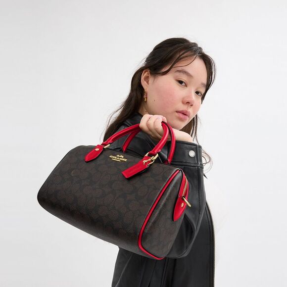 NWT Coach Outlet Rowan Satchel Bag In Signature Canvas - Picture 5 of 6